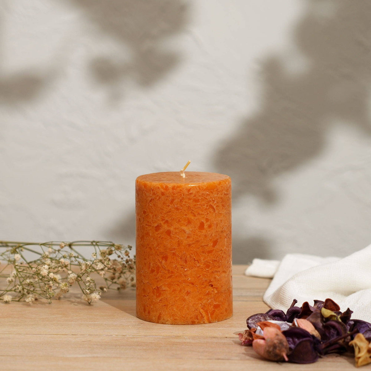 Grapefruit & Ginger Marble Pillar Candle, Ochre