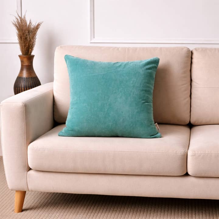 Velvet Cotton Cushion- Vespa Teal- 45x45 cm