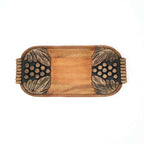Black Wash Carved Grapes Wooden Serving Board