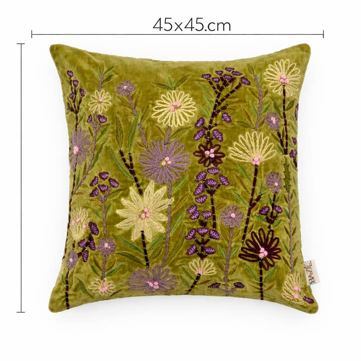 Velvet Cotton Cushion- Sea Green- 45x45 cm