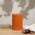 Grapefruit & Ginger Marble Pillar Candle, Ochre