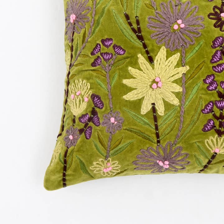 Velvet Cotton Cushion- Sea Green- 45x45 cm