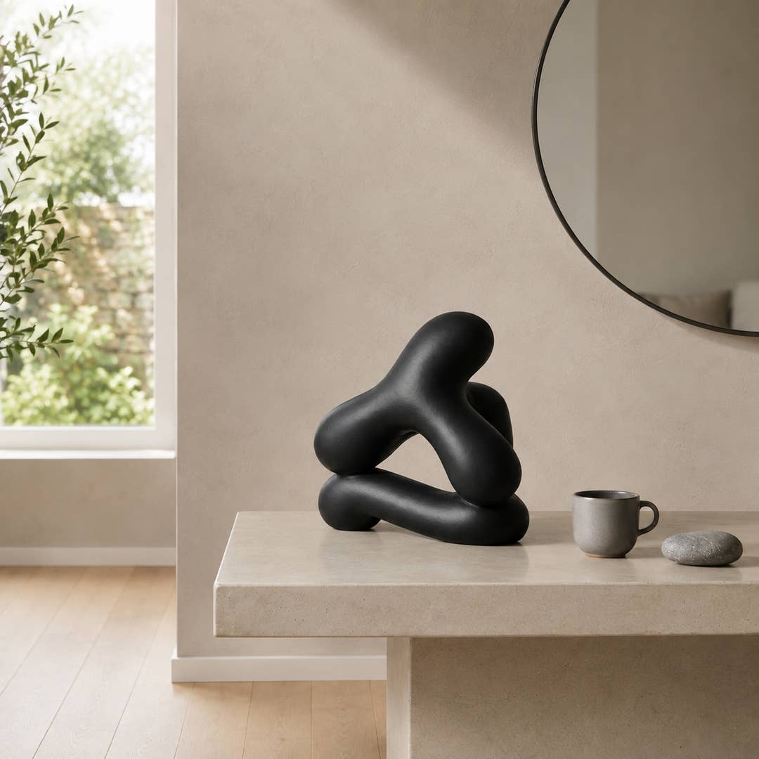 Modern Abstract Aluminium Sculpture | Black Tabletop Decor