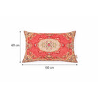 Floral Printed & Embroidered Cotton Lumbar Cushion- 40x60 cm