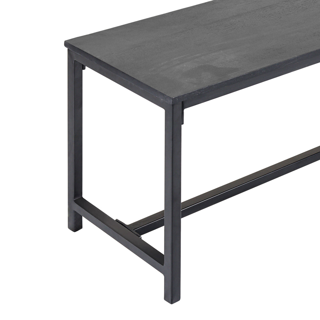 Black Mango Wood Bench with Charcoal Metal Frame