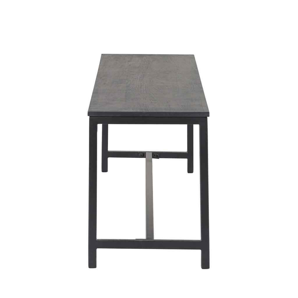 Black Mango Wood Bench with Charcoal Metal Frame