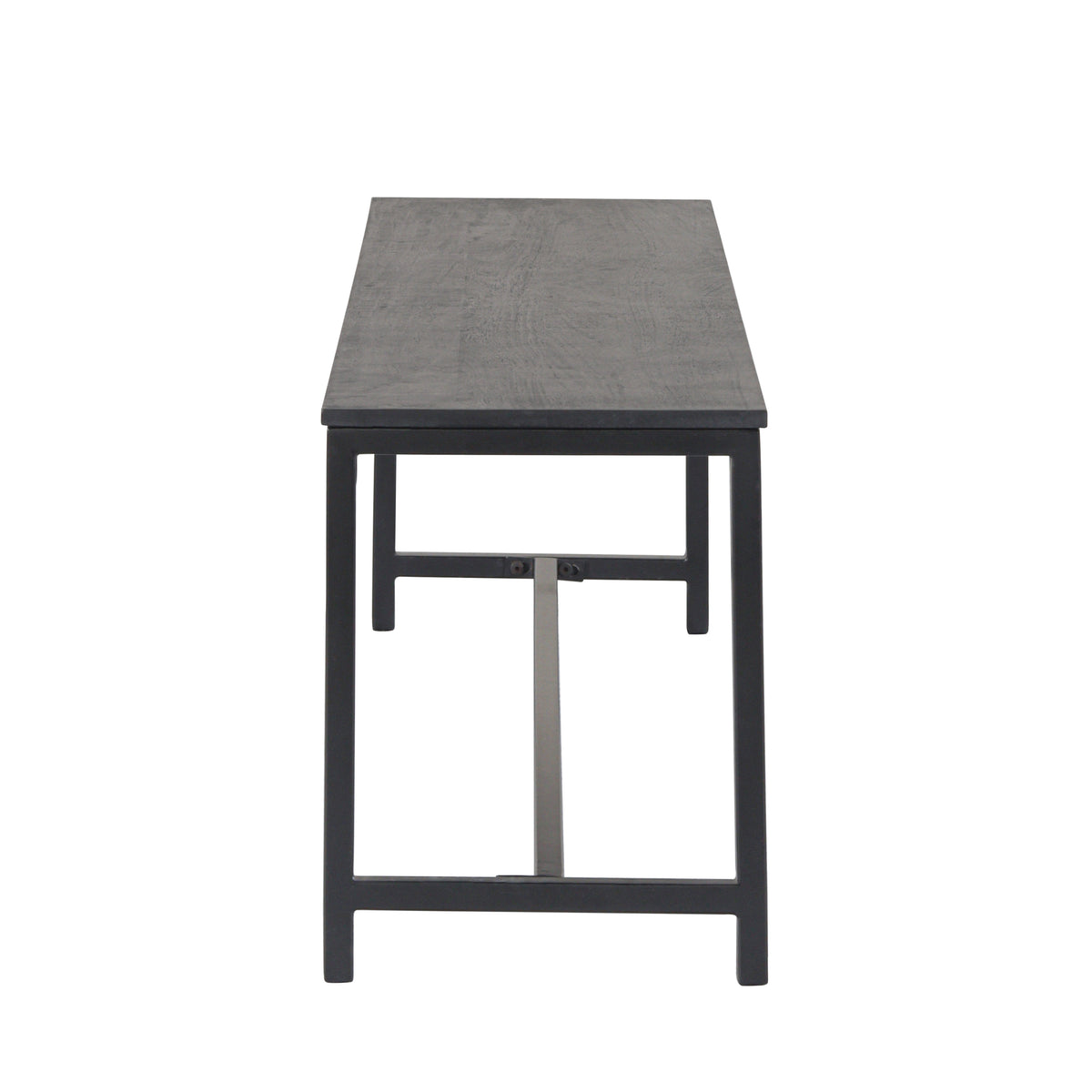 Black Mango Wood Bench with Charcoal Metal Frame