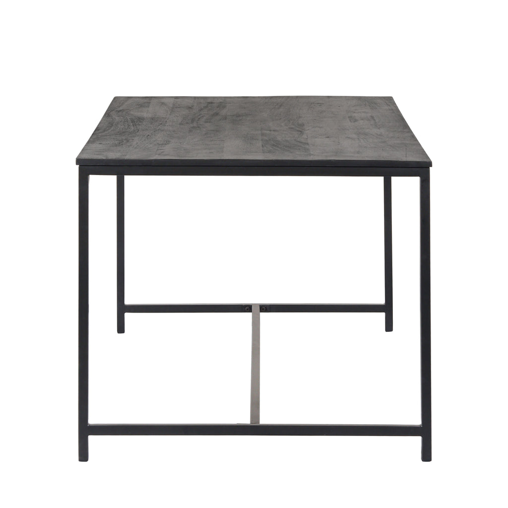 Black Mango Wood Dining Table with Charcoal Metal Frame
