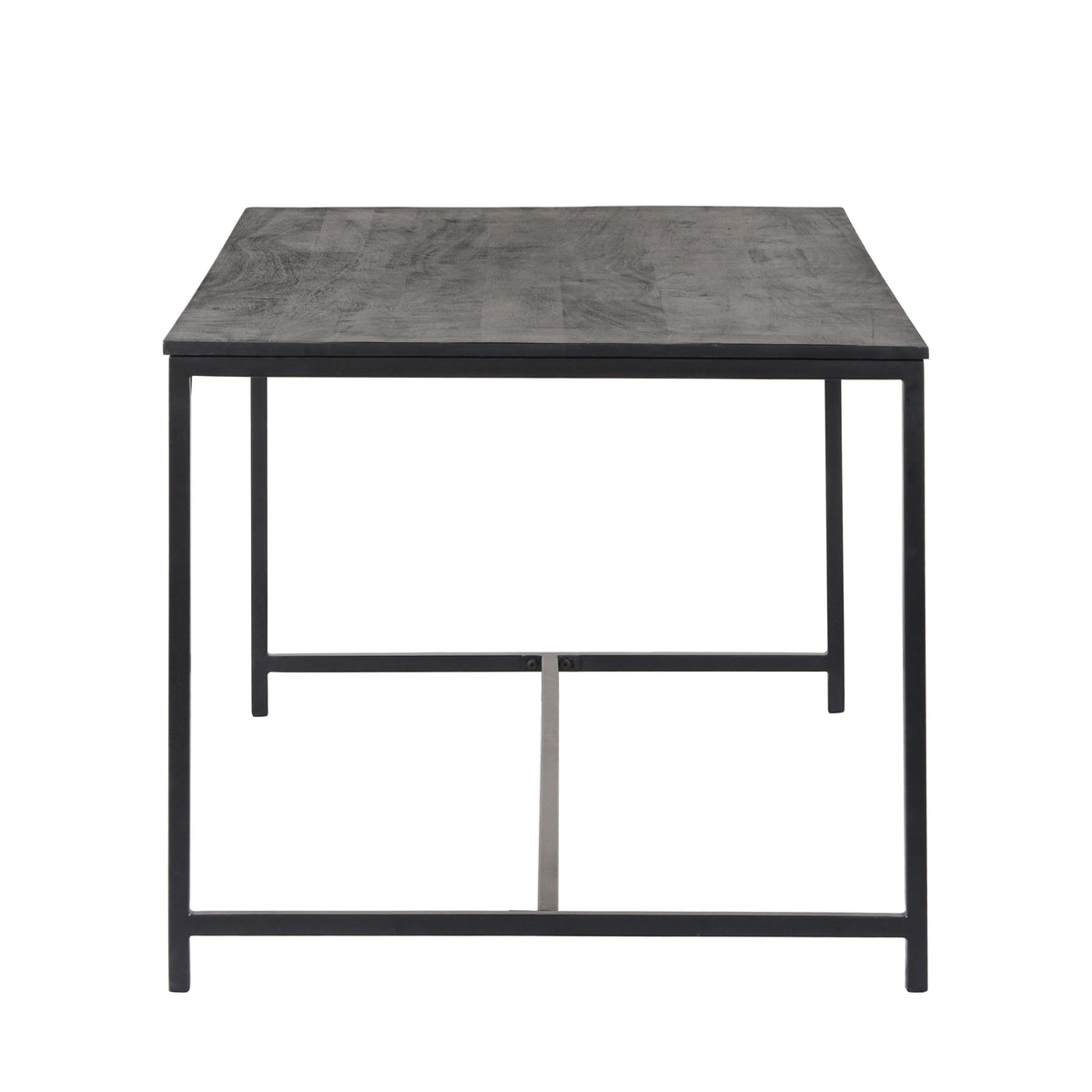 Black Mango Wood Dining Table with Charcoal Metal Frame