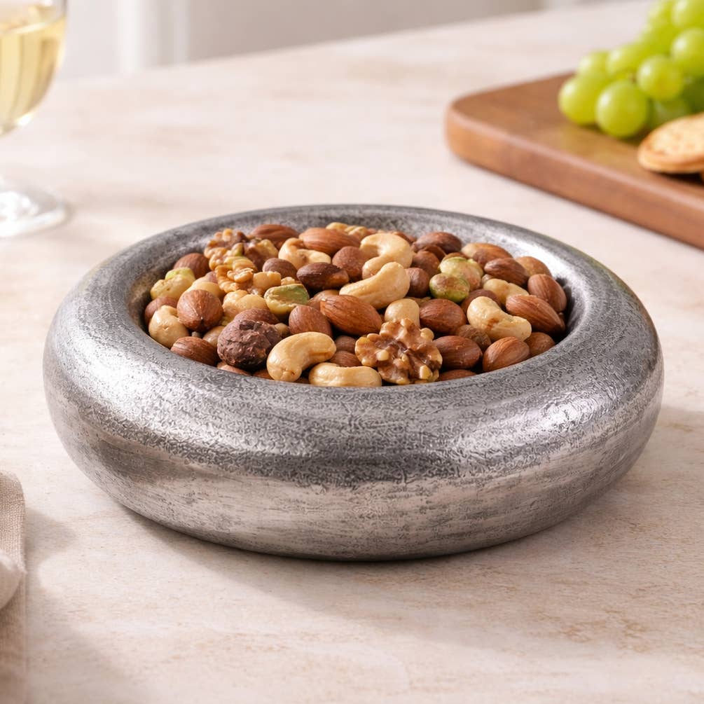 Antique Nickel Aluminium Decorative Bowl | Modern Serving