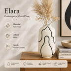 Modern Aluminium Decorative Vase | Cream Abstract Design