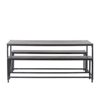 Black Mango Wood Dining Table with Charcoal Metal Frame