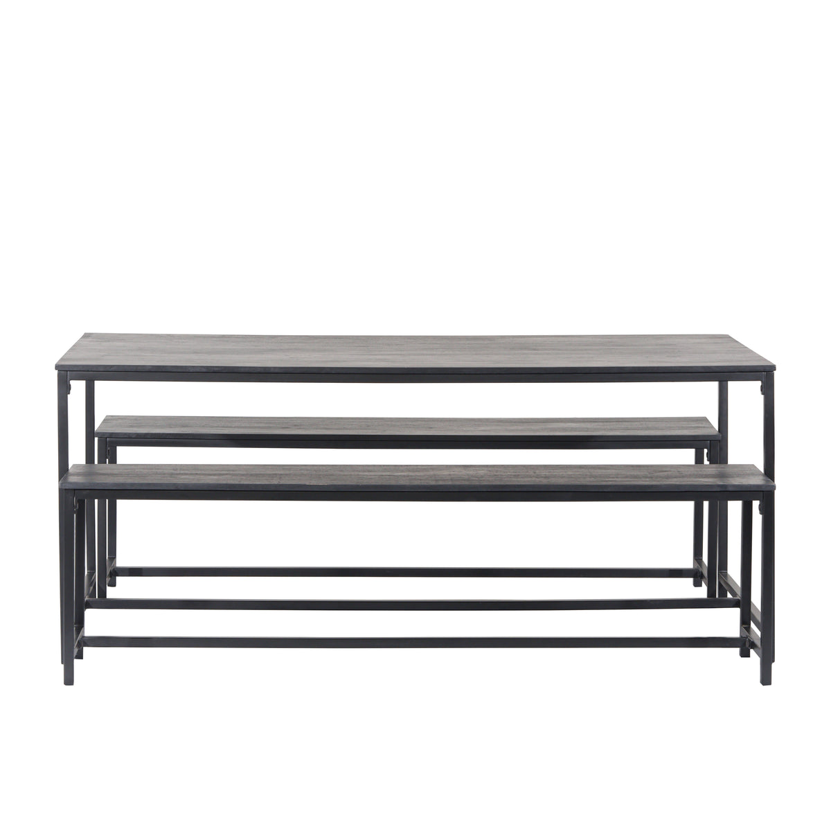 Black Mango Wood Dining Table with Charcoal Metal Frame