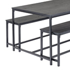 Black Mango Wood Dining Table with Charcoal Metal Frame