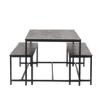 Black Mango Wood Dining Table with Charcoal Metal Frame