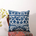 Blue Embroidered Cotton Cushion with Filler 45x45cm