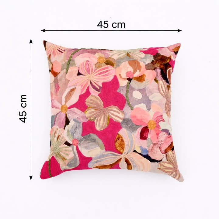 Printed Cotton Cushion- Floral Design- 45x45 cm