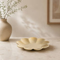 Modern Aluminium Decorative Tray | Beige Flower Centerpiece