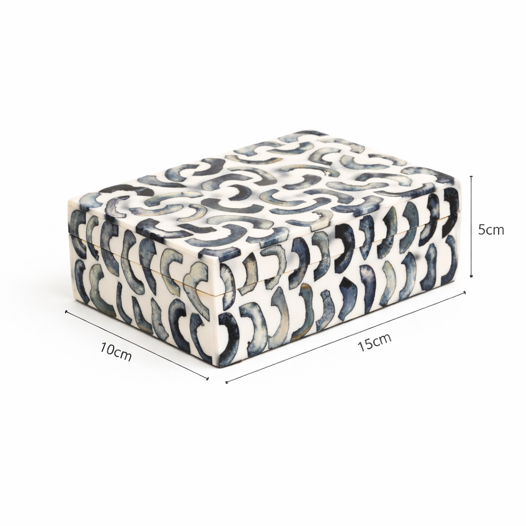 Handcrafted Abstract Bone Inlay Decorative Box Blue