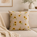 Embroidered Cotton Cushion- Sunflower Design- 45x45 cm