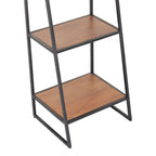 Modern Mango Wood Step Shelf with Black Metal Frame