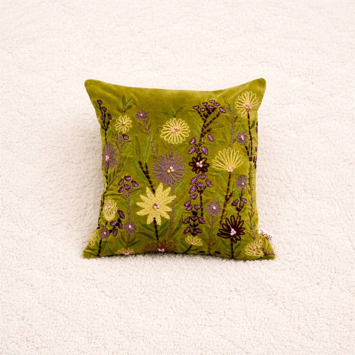Velvet Cotton Cushion- Sea Green- 45x45 cm