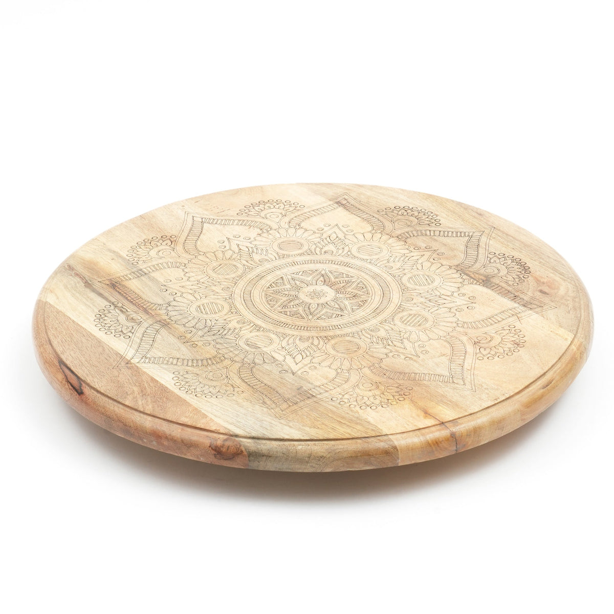 Golden Mandala Wooden Rotating Lazy Susan Tray