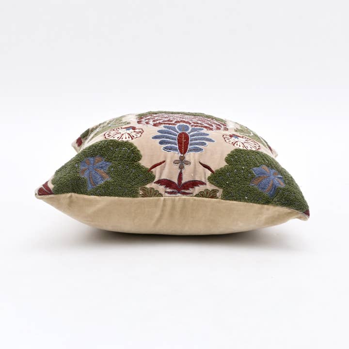 Hand-Embroidered Cotton Velvet Cushion 45×45 cm