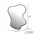 Freeform Wave Wall Mirror | Black Metal Frame 192cm