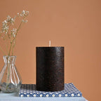 Myrrh & Amber Marble Pillar Candle, Bronze