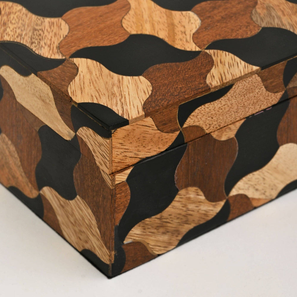 Mosaic Wooden Box Set of 3 – Handcrafted Decorative Storage