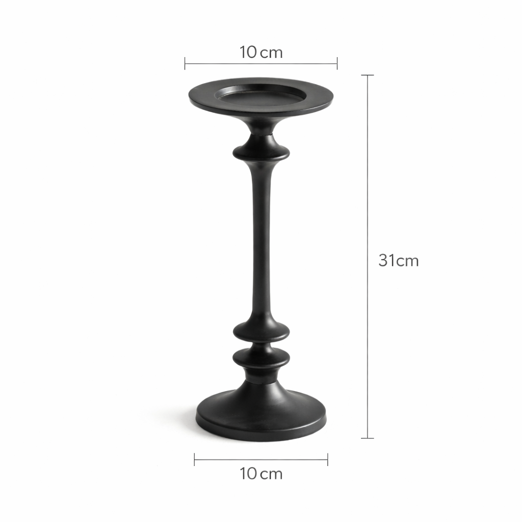 Modern Aluminium Candle Holder | Black Tall Candlestick