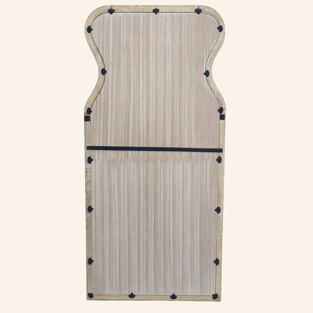 Curved Neck Wall Mirror in Antique White Mango Wood