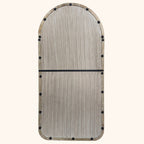 Semi Round Wall Mirror in Antique White Mango Wood