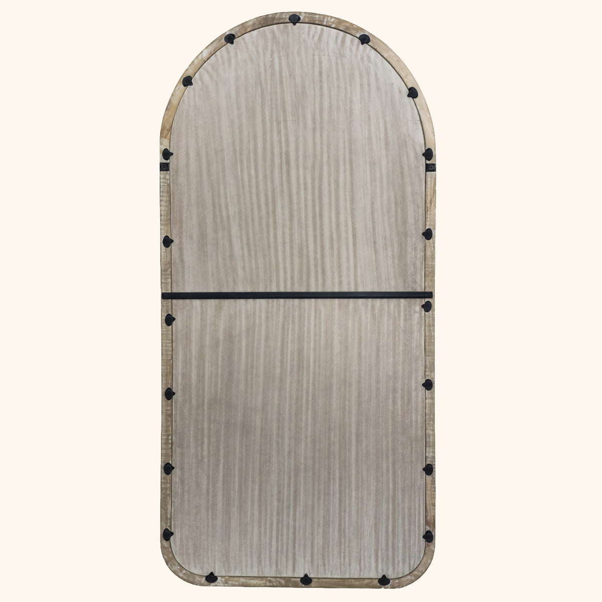 Semi Round Wall Mirror in Antique White Mango Wood