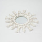 Hand-Carved Metallic Wood Sunburst Wall Mirror