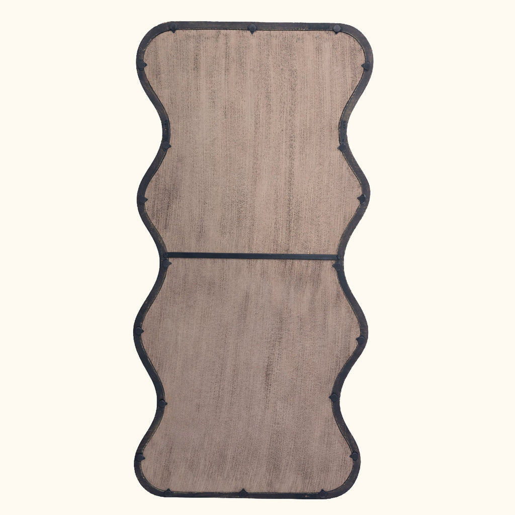 Wave Frame Mirror in Antique Brown Mango Wood 90x180cm