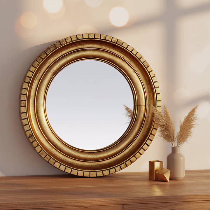 Luxury Gold Wall Mirror with Handcrafted Foil Frame