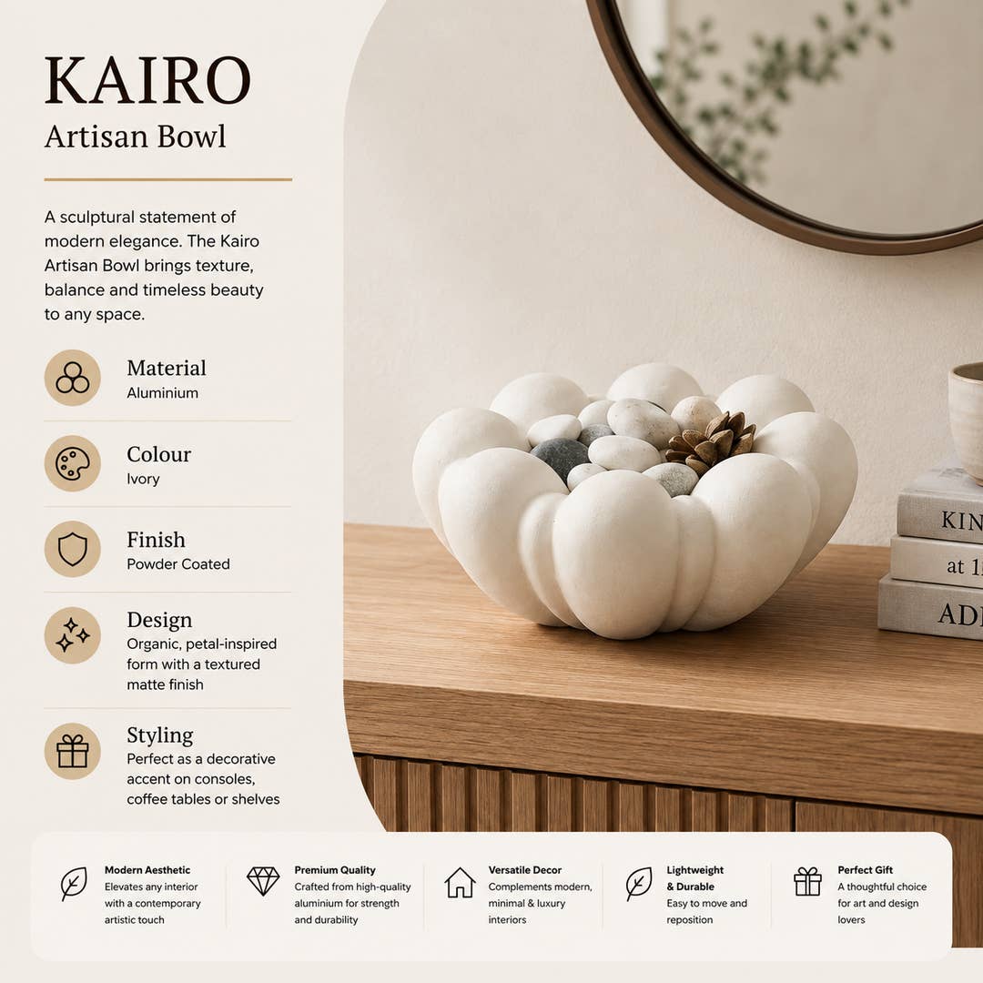Modern Aluminium Decorative Bowl | Sculptural Centerpiece