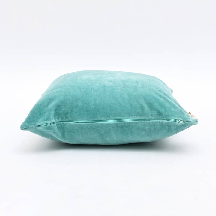 Velvet Cotton Cushion- Vespa Teal- 45x45 cm
