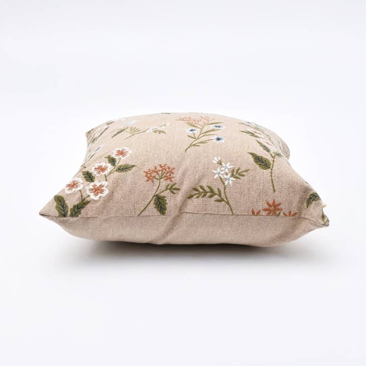 Embroidered Cotton Cushion- Tulip Floral Design- 45x45 cm