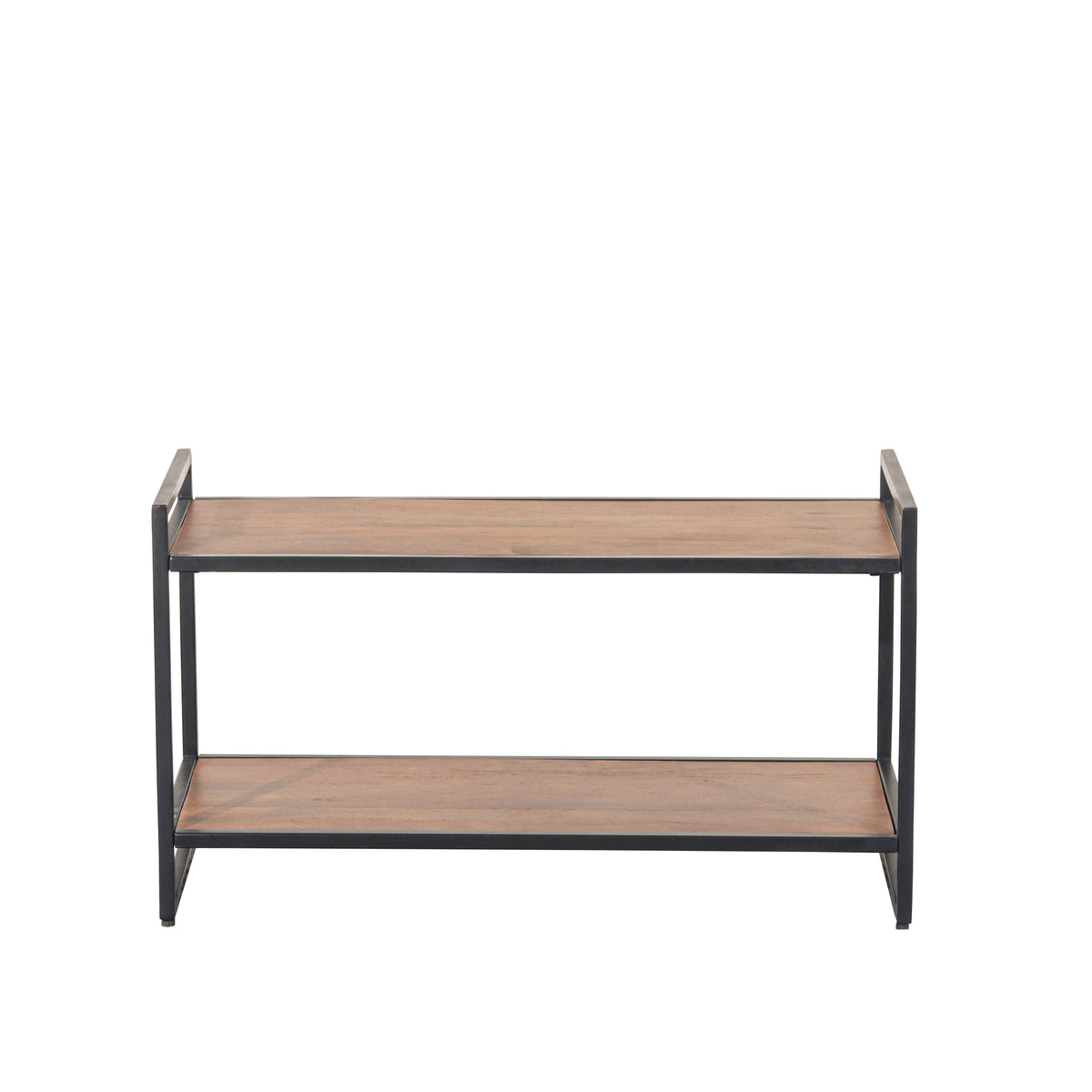 Mango Wood 2 Tier Shoe Rack with Black Metal Frame
