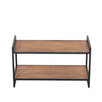Mango Wood 2 Tier Shoe Rack with Black Metal Frame