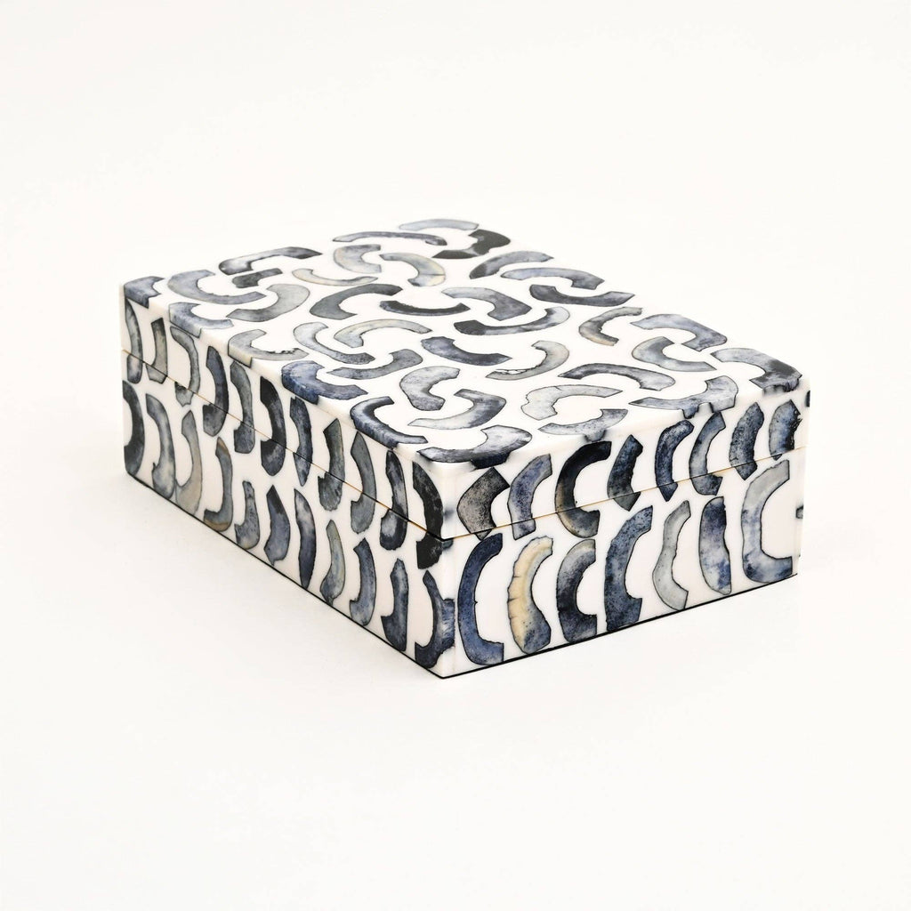 Handcrafted Abstract Bone Inlay Decorative Box Blue