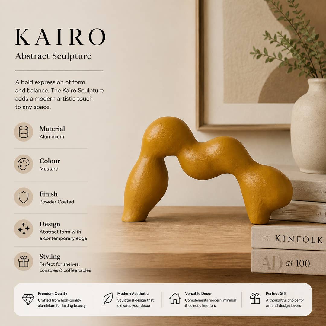 Abstract Aluminium Tabletop Sculpture – Mustard Yellow