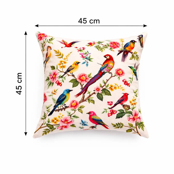 Printed Cotton Cushion- Freya Bird Design- 45x45 cm