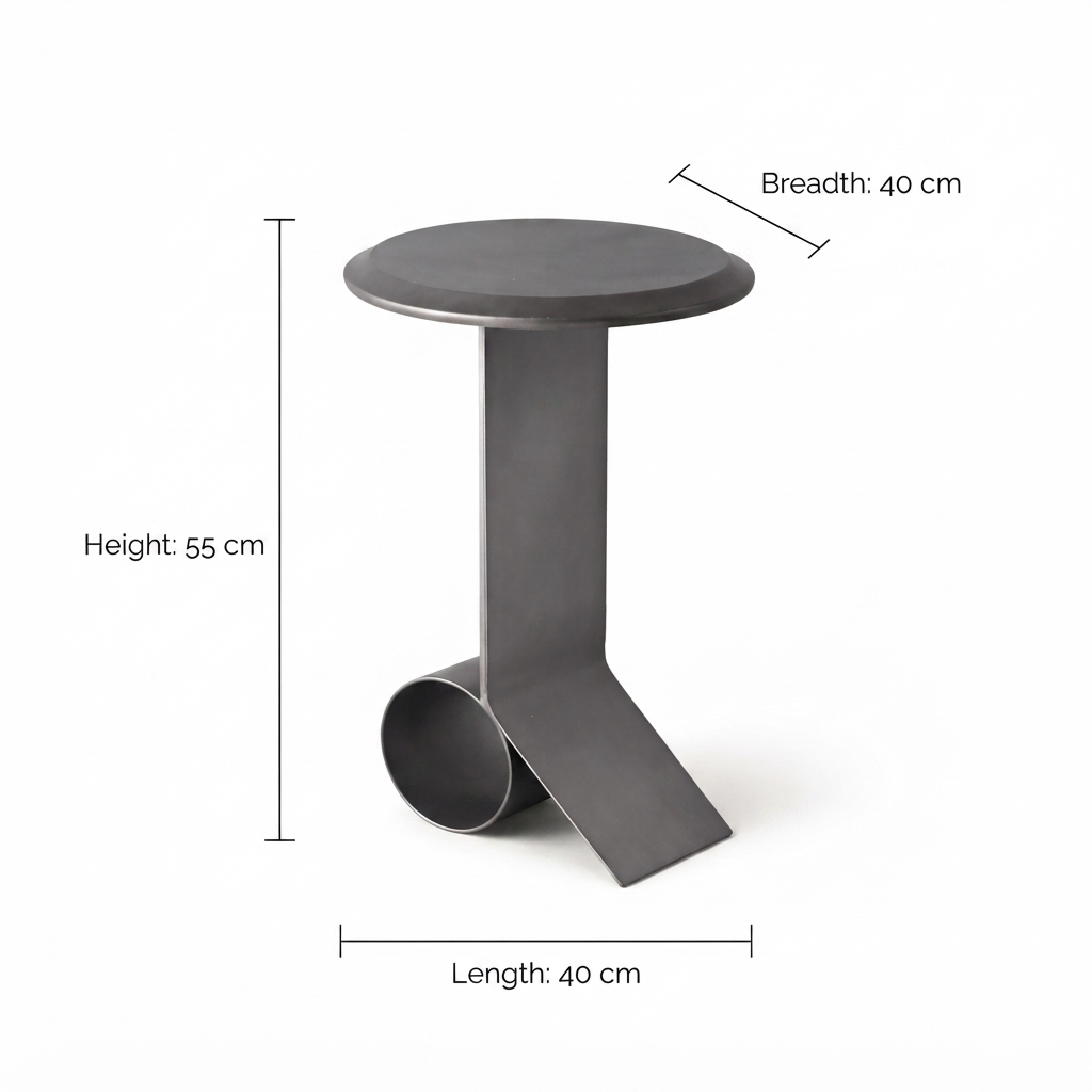 Modern Iron Side Table | Black Round Accent End Table