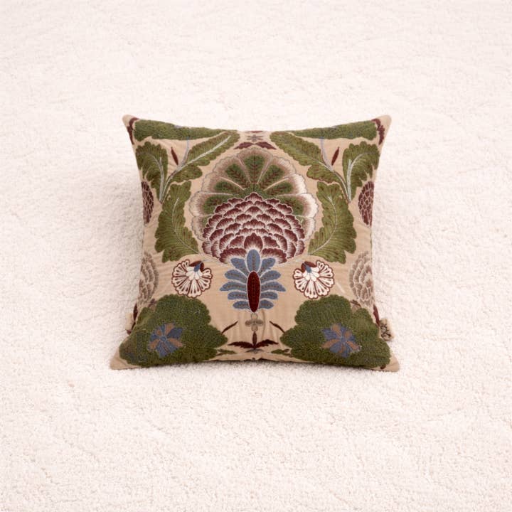 Hand-Embroidered Cotton Velvet Cushion 45×45 cm