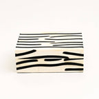 Handcrafted Zebra Pattern Bone Inlay Box Set of 3 White