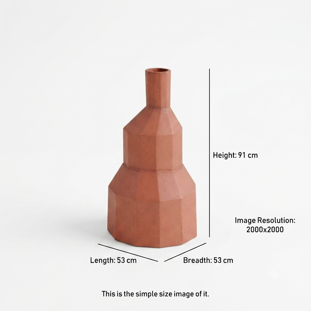 Terracotta Aluminium Vase | Modern Geometric Table Decor